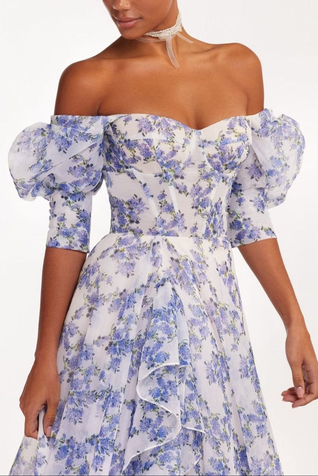 Blue Hydrangea maxi princess dress Avalabel