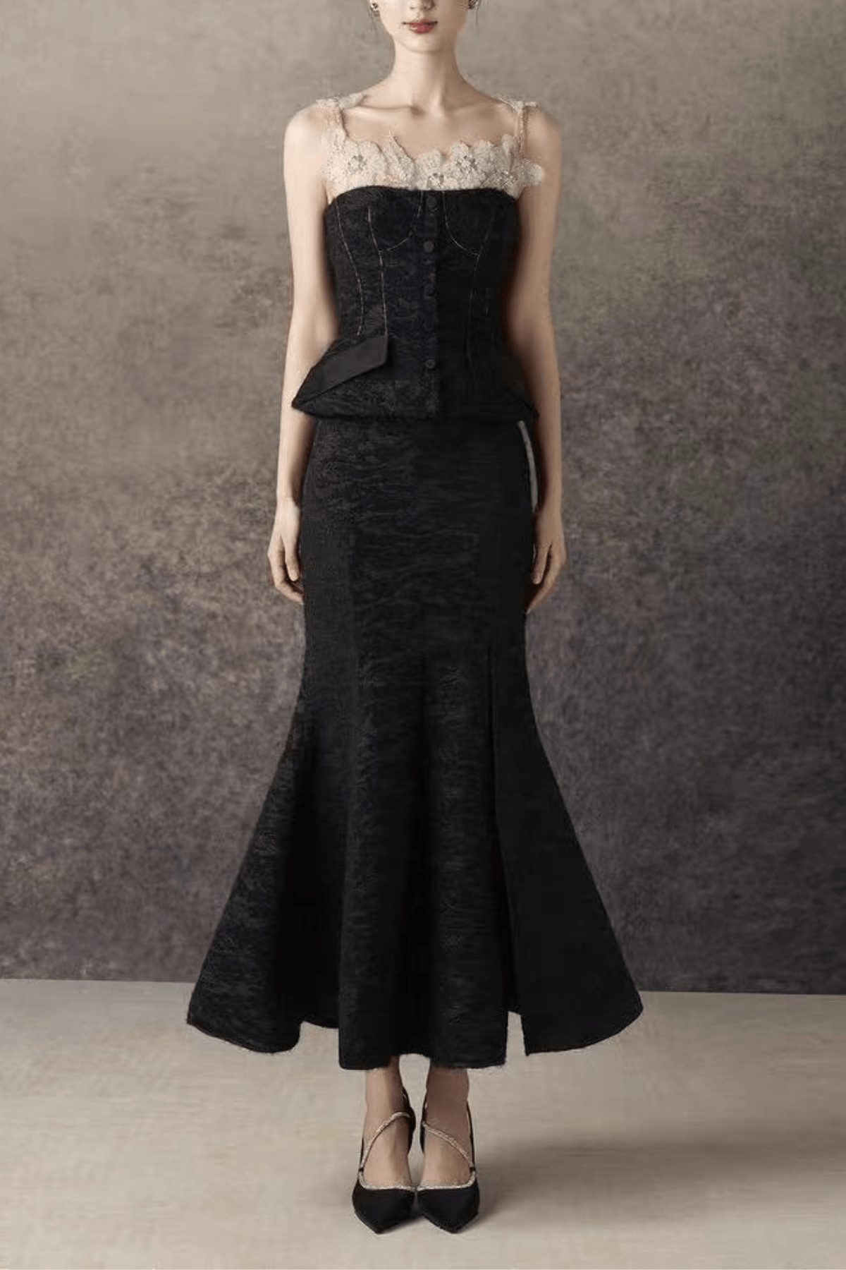 Serena Lace Trim Two Piece Formal Mermaid Dress Avalabel
