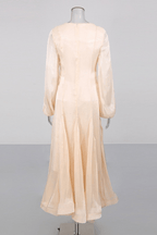 Vera Satin Lantern Sleeve Fishtail Midi Dress Avalabel