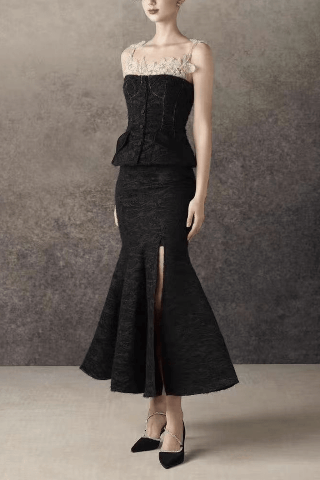 Serena Lace Trim Two Piece Formal Mermaid Dress Avalabel