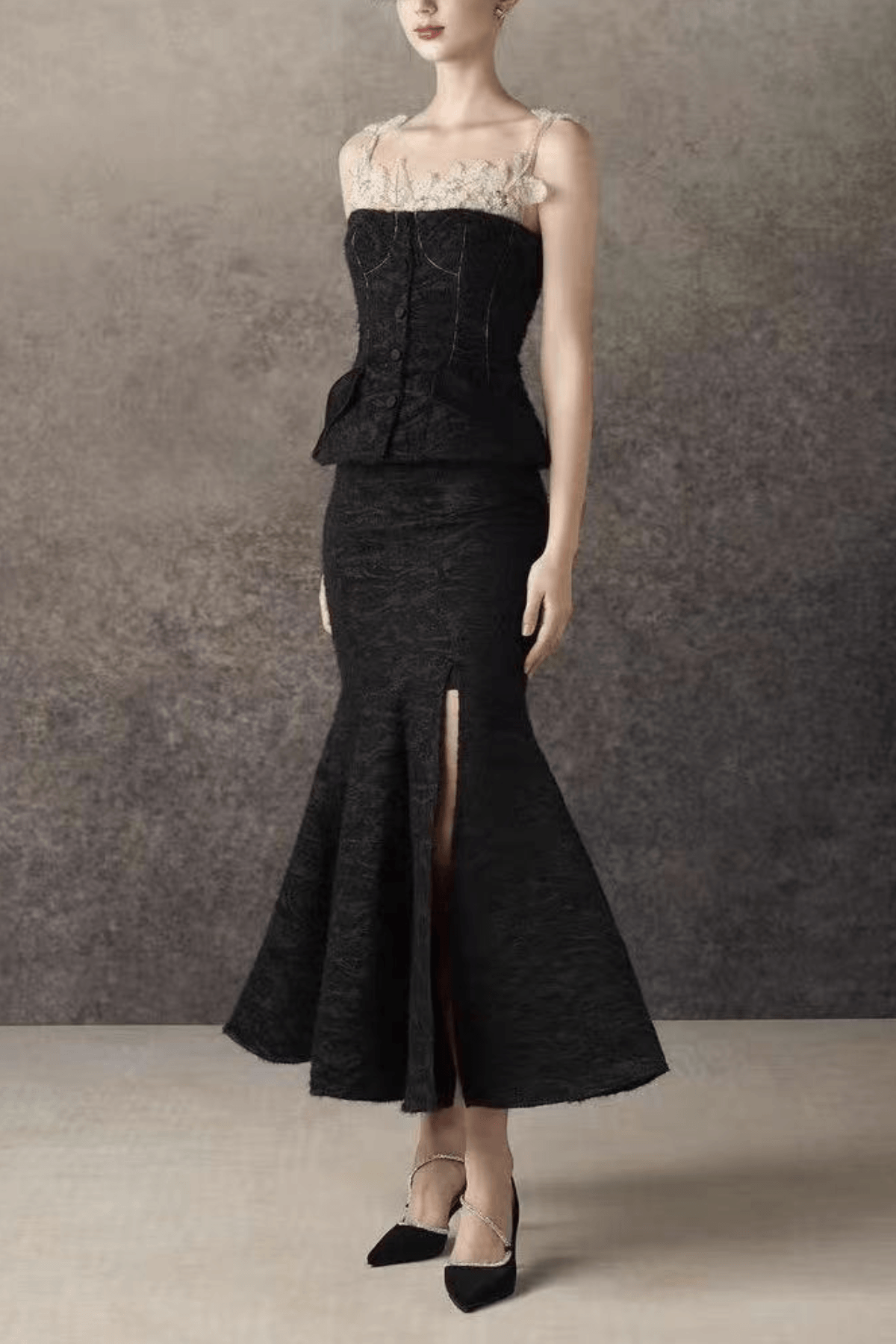 Serena Lace Trim Two Piece Formal Mermaid Dress Avalabel