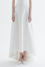 Nicole White Satin Strapless High‑Low Maxi Dress Avalabel