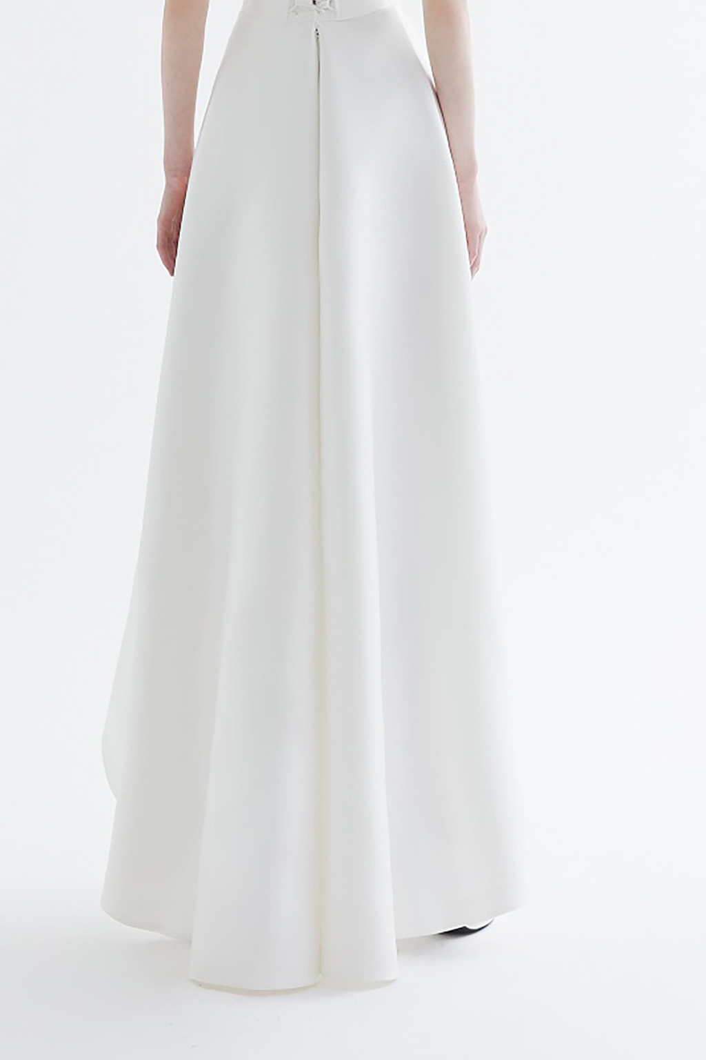 Nicole White Satin Strapless High‑Low Maxi Dress Avalabel