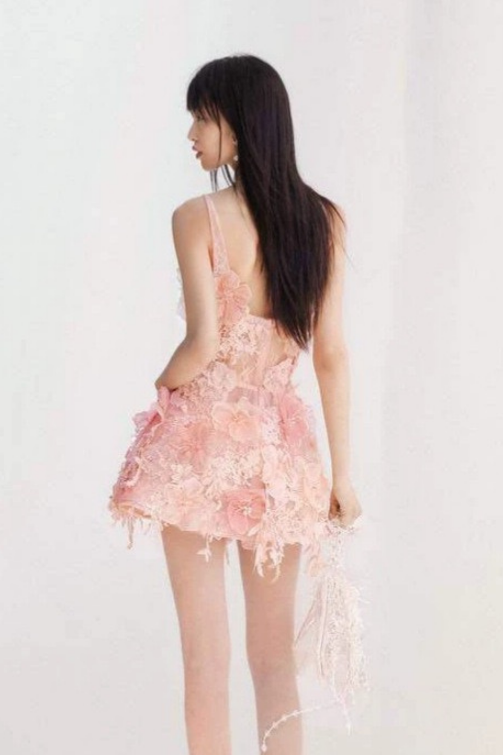 Blair 3D Flower Pink Lace Mini Fairy Dress Avalabel