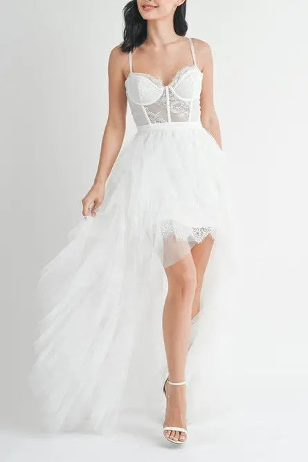 Forever Love Tulle Maxi Dress - White Avalabel
