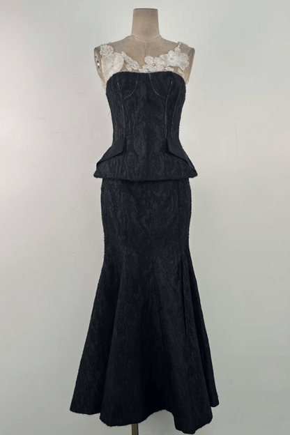 Serena Lace Trim Two Piece Formal Mermaid Dress Avalabel