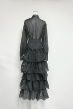 Ester Striped High Low Ruffle Shirt Dress Avalabel