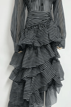 Ester Striped High Low Ruffle Shirt Dress Avalabel