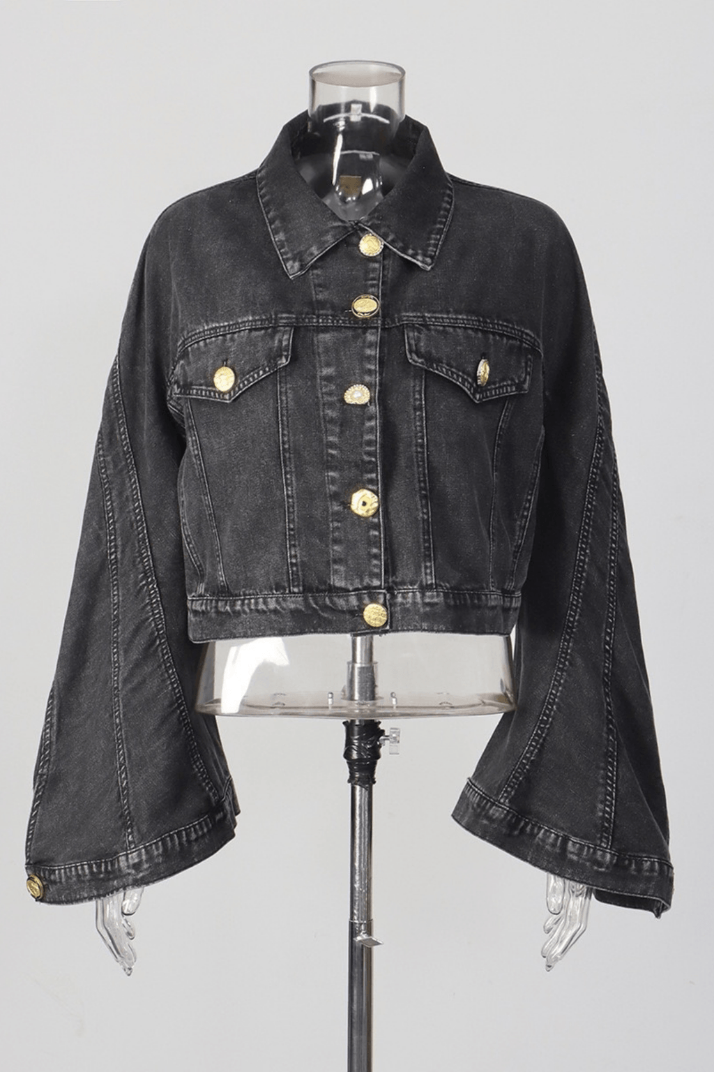 Dark Denim Cropped Jacket & Shorts Set Avalabel