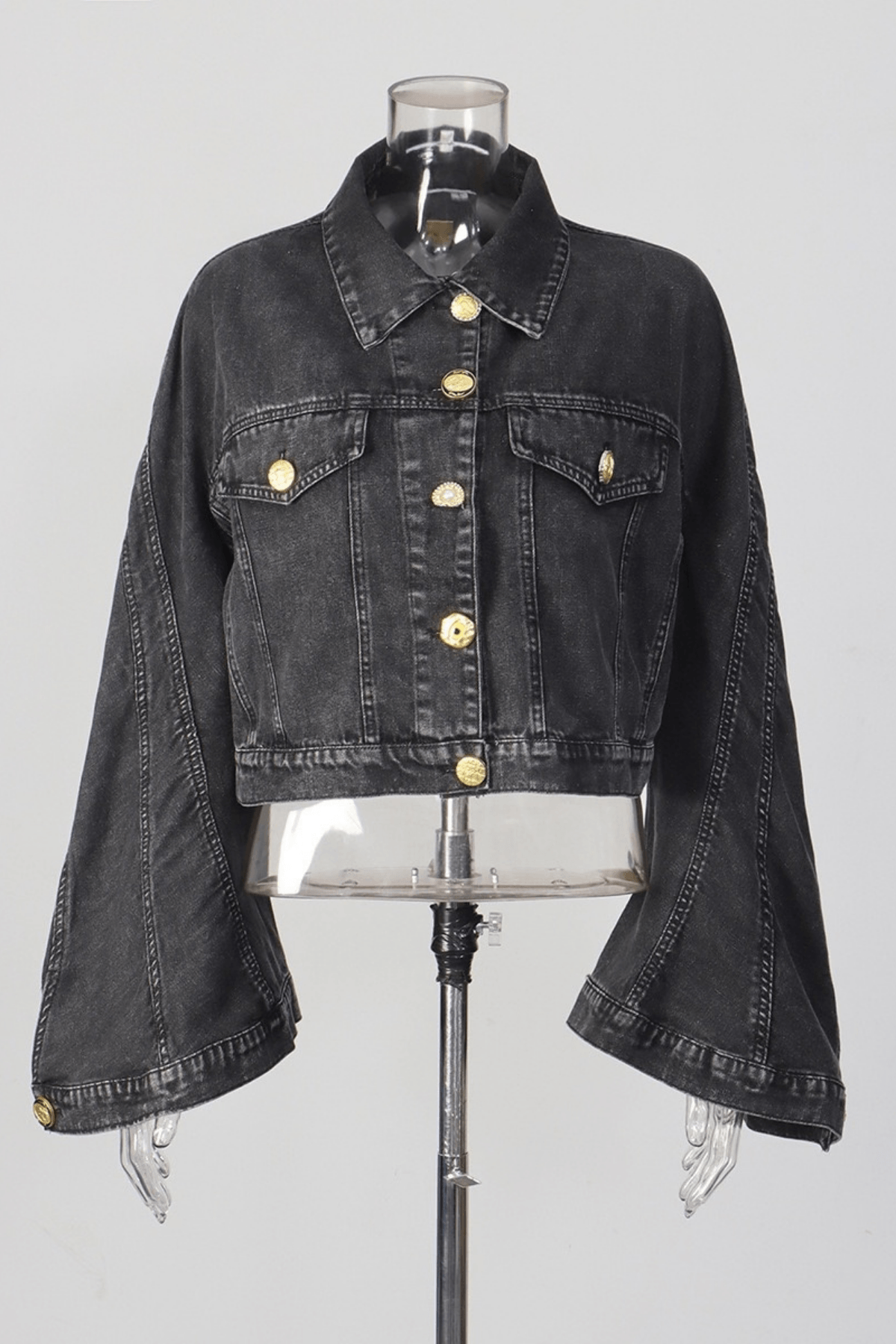 Dark Denim Cropped Jacket & Shorts Set Avalabel