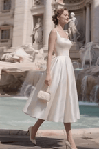 Sharon Minimalist Spaghetti Strap Midi Dress - Off-White Avalabel