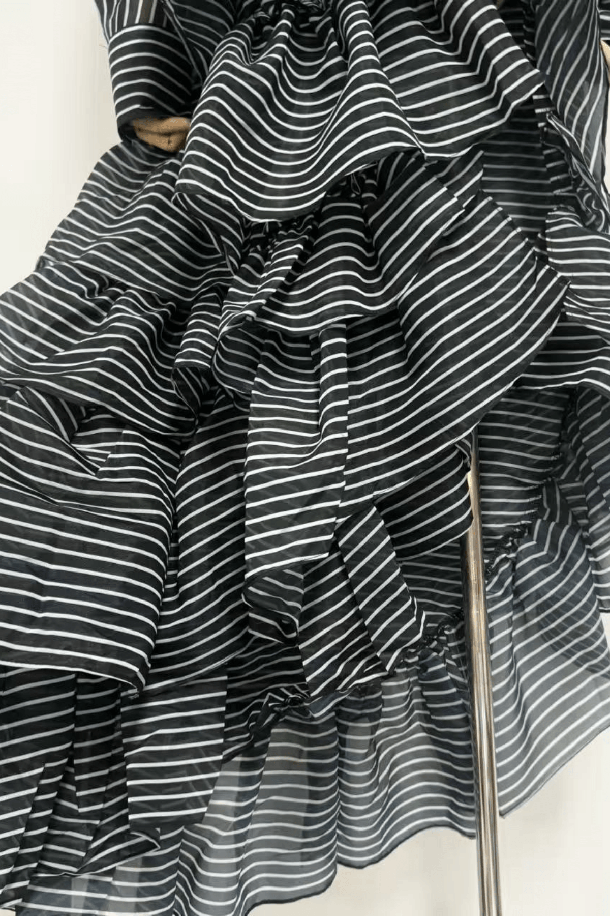 Ester Striped High Low Ruffle Shirt Dress Avalabel