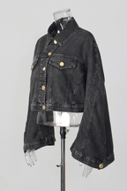 Dark Denim Cropped Jacket & Shorts Set Avalabel