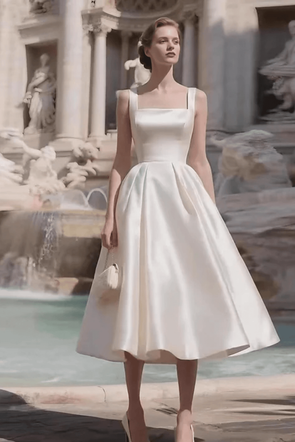 Sharon Minimalist Spaghetti Strap Midi Dress - Off-White Avalabel