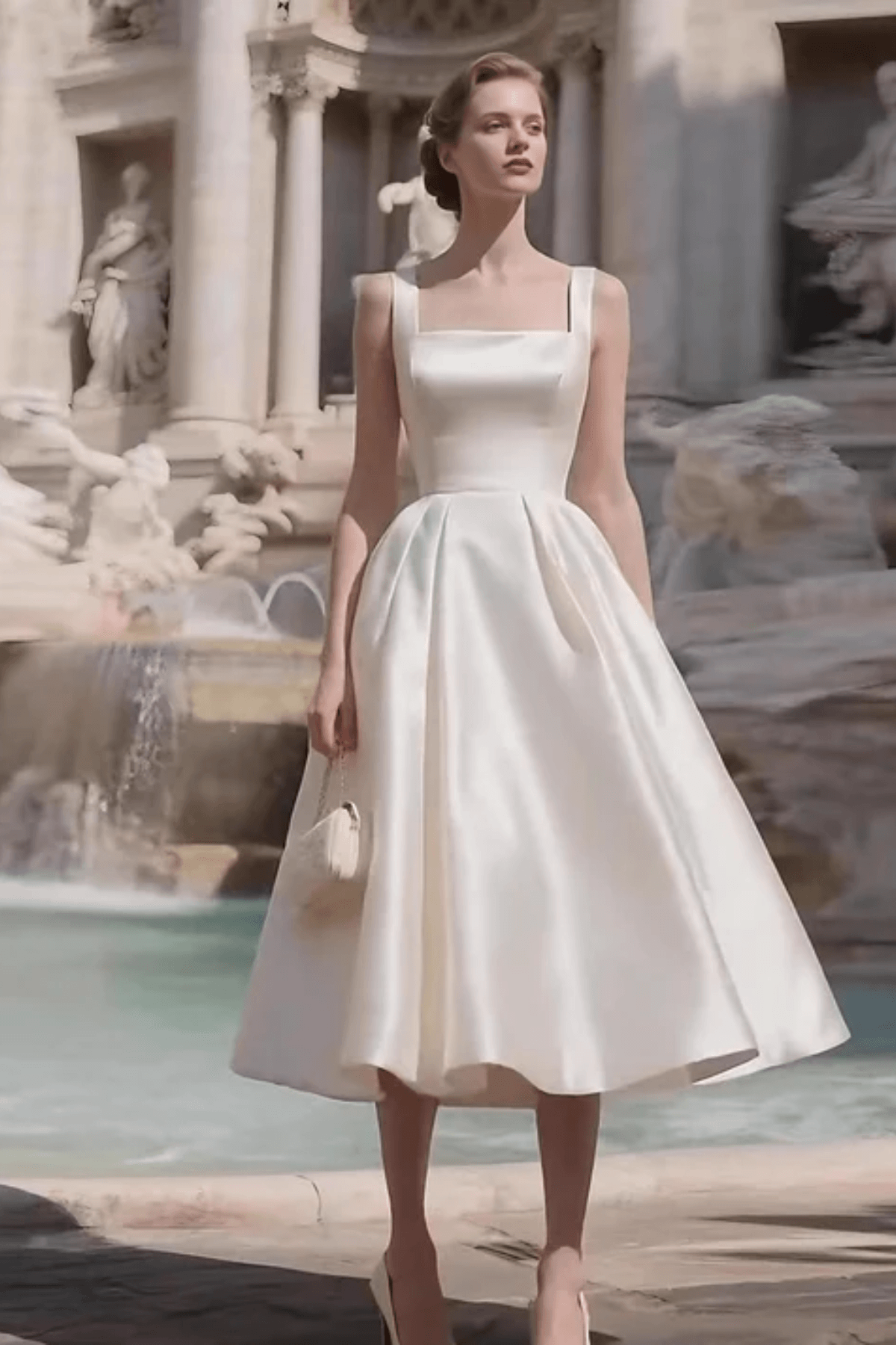 Sharon Minimalist Spaghetti Strap Midi Dress - Off-White Avalabel