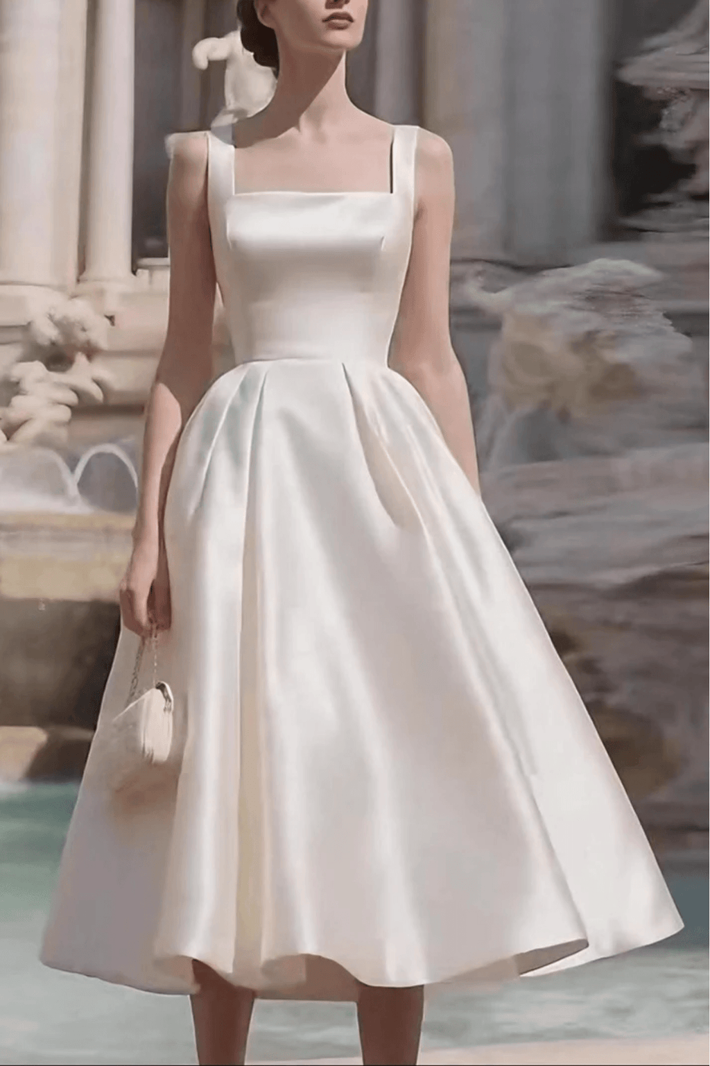 Sharon Minimalist Spaghetti Strap Midi Dress - Off-White Avalabel