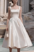 Sharon Minimalist Spaghetti Strap Midi Dress - Off-White Avalabel