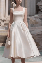 Sharon Minimalist Spaghetti Strap Midi Dress - Off-White Avalabel