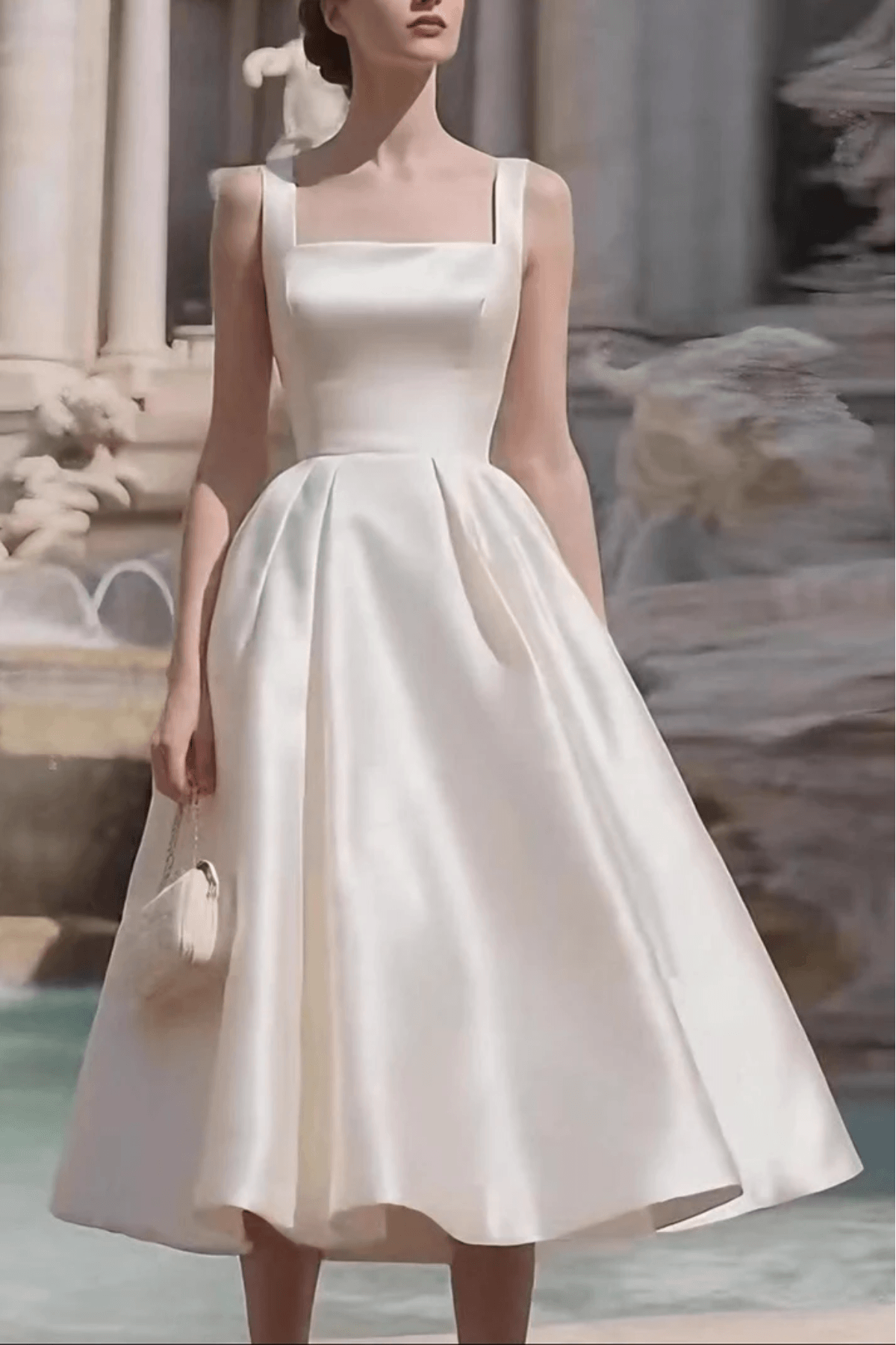 Sharon Minimalist Spaghetti Strap Midi Dress - Off-White Avalabel