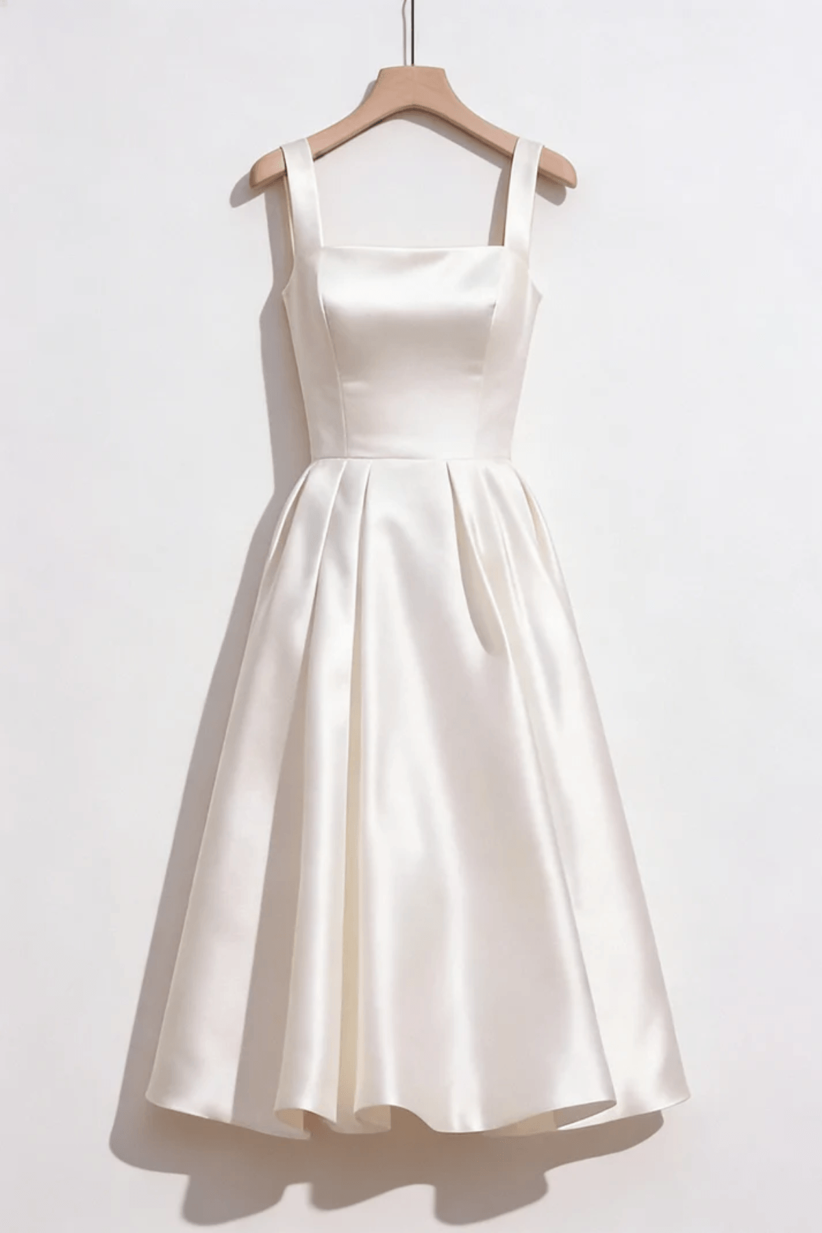 Sharon Minimalist Spaghetti Strap Midi Dress - Off-White Avalabel
