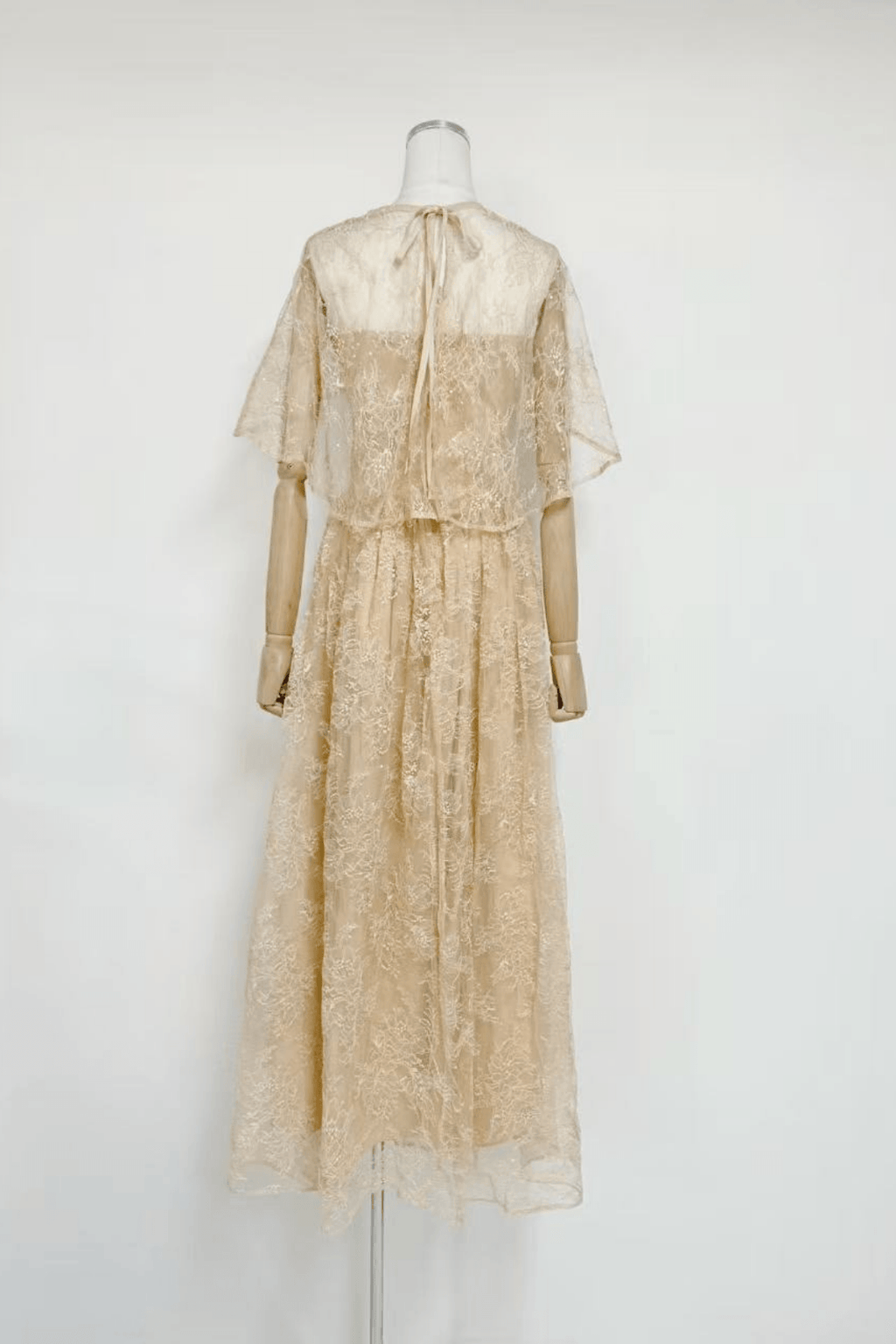 Azumi Cape Sleeve Gold Lace Maxi Dress Avalabel
