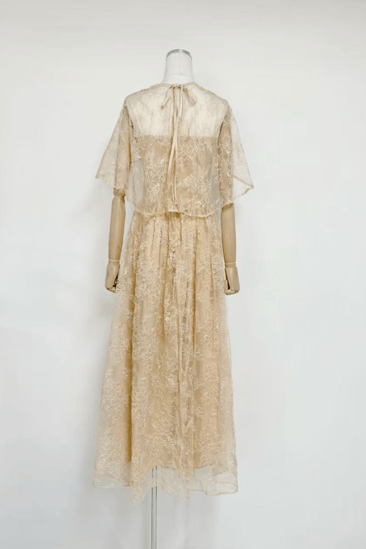 Azumi Cape Sleeve Gold Lace Maxi Dress Avalabel