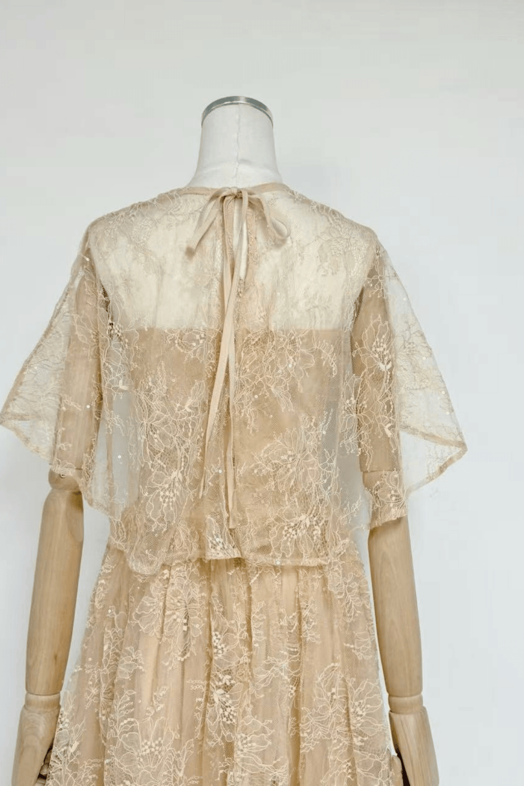 Azumi Cape Sleeve Gold Lace Maxi Dress Avalabel
