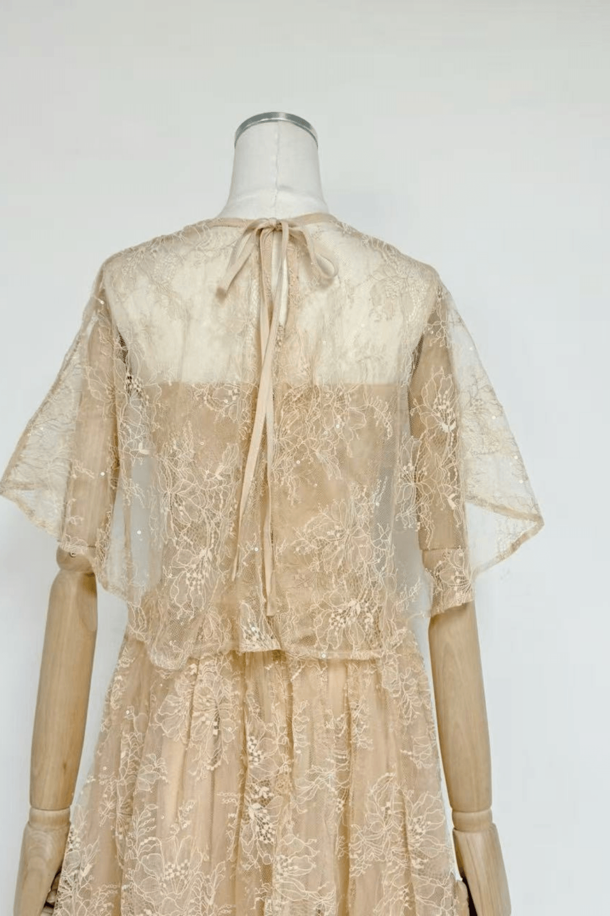 Azumi Cape Sleeve Gold Lace Maxi Dress Avalabel