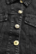 Dark Denim Cropped Jacket & Shorts Set Avalabel