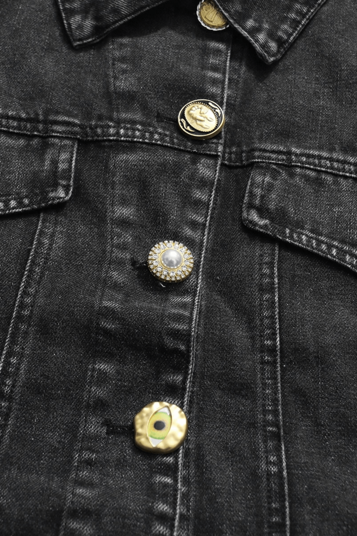 Dark Denim Cropped Jacket & Shorts Set Avalabel