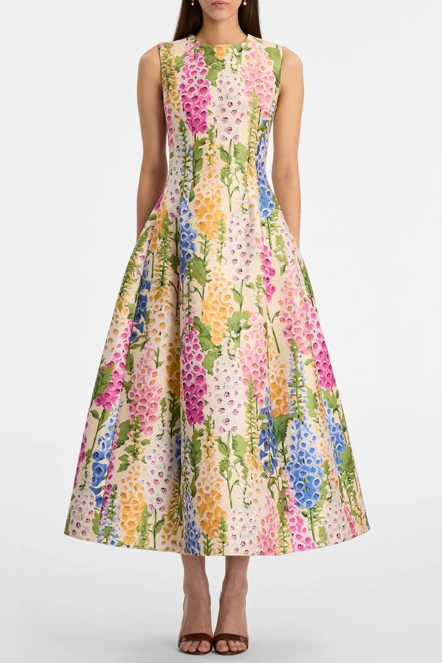 zenobia colorful print Jacquard sleeveless maxi Dress Avalabel