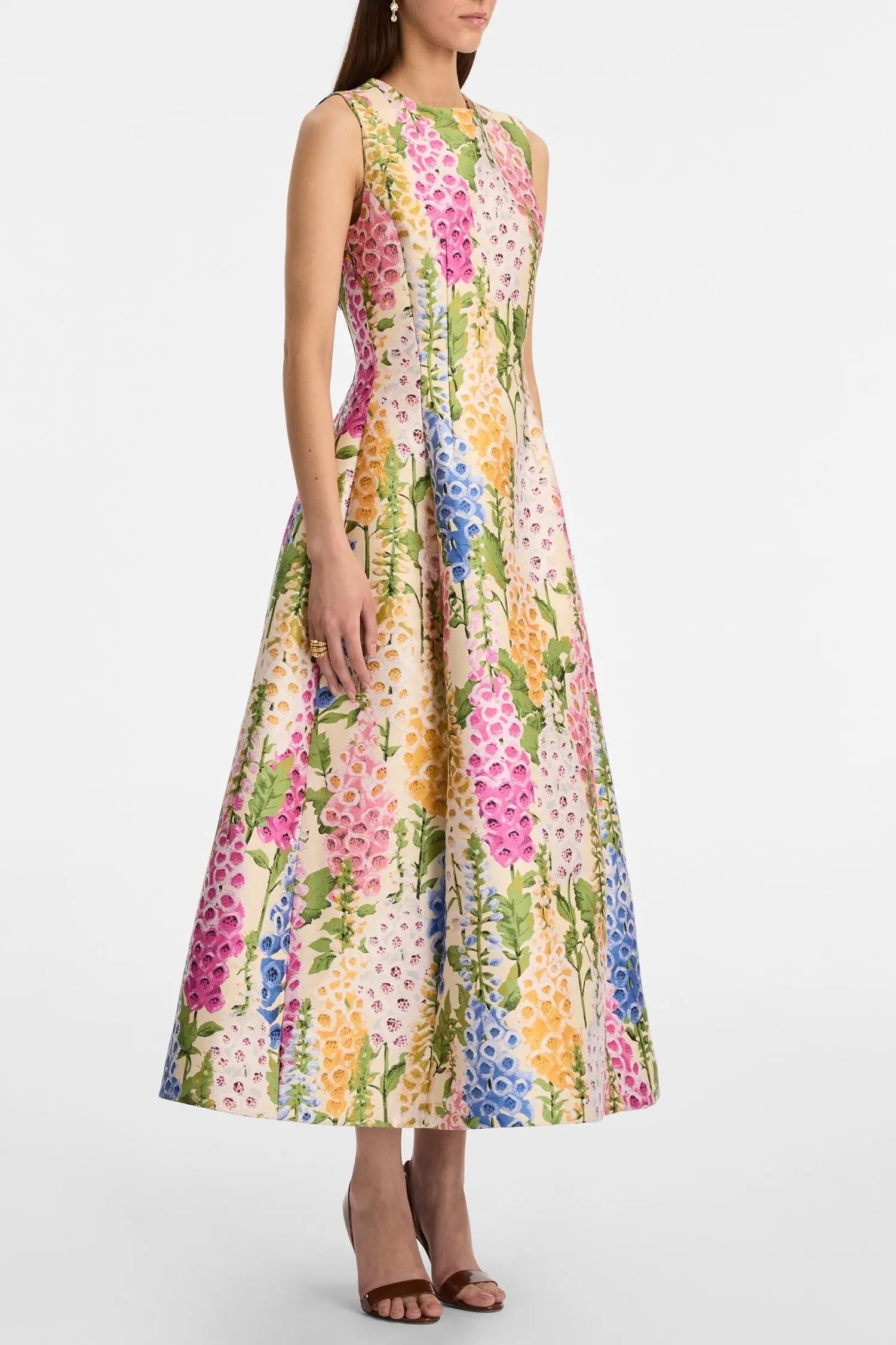 zenobia colorful print Jacquard sleeveless maxi Dress Avalabel