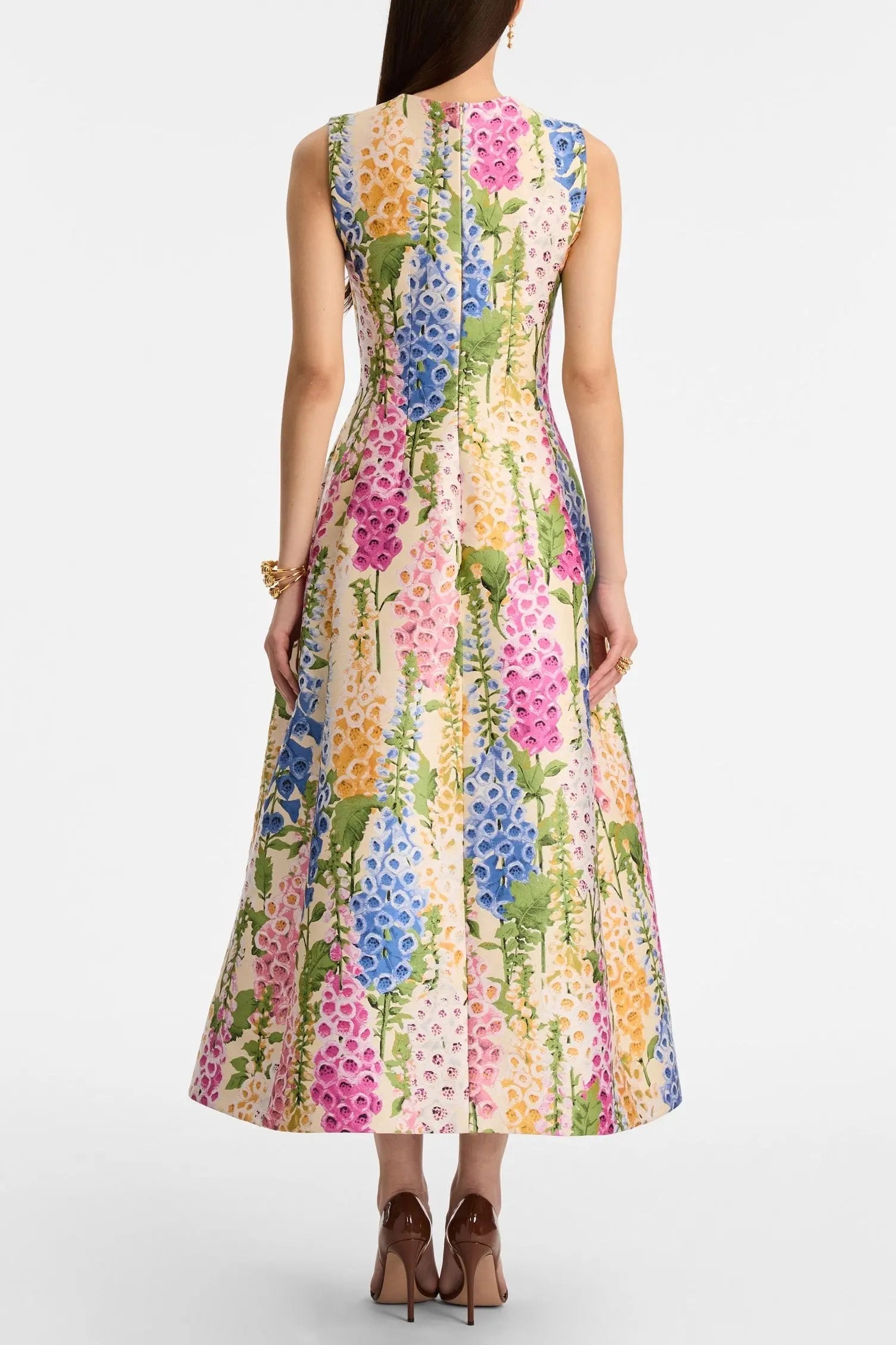 zenobia colorful print Jacquard sleeveless maxi Dress Avalabel