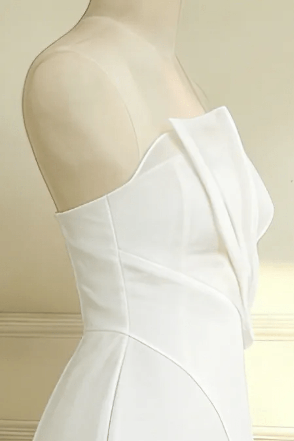 Strapless Layered Organza Midi Dress in White Avalabel