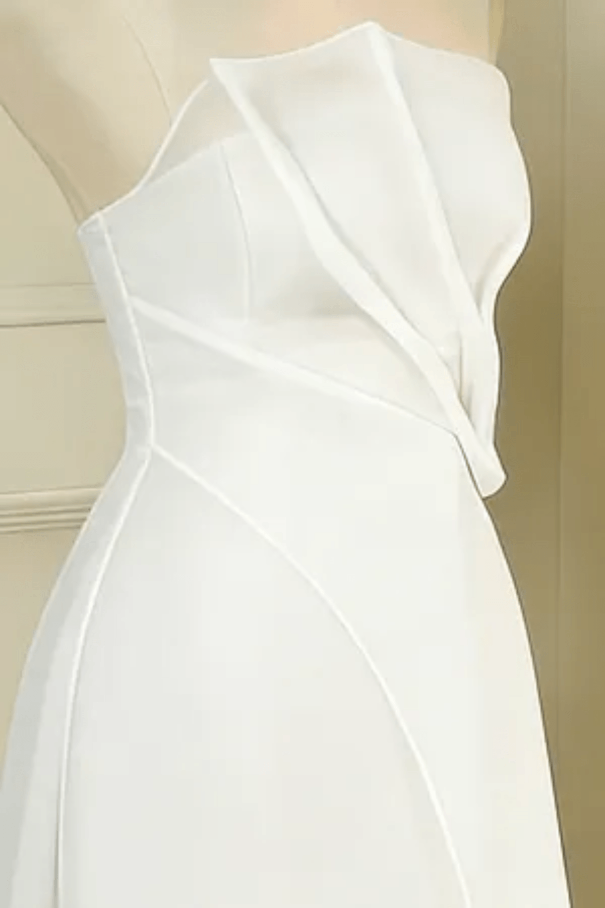 Strapless Layered Organza Midi Dress in White Avalabel