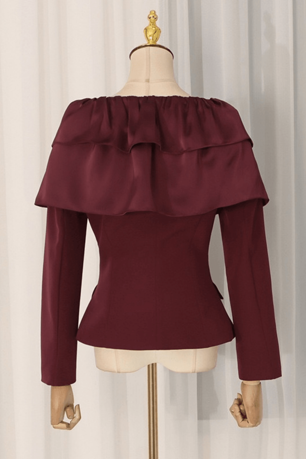 Cindy Burgundy Off Shoulder Ruffle Top Avalabel