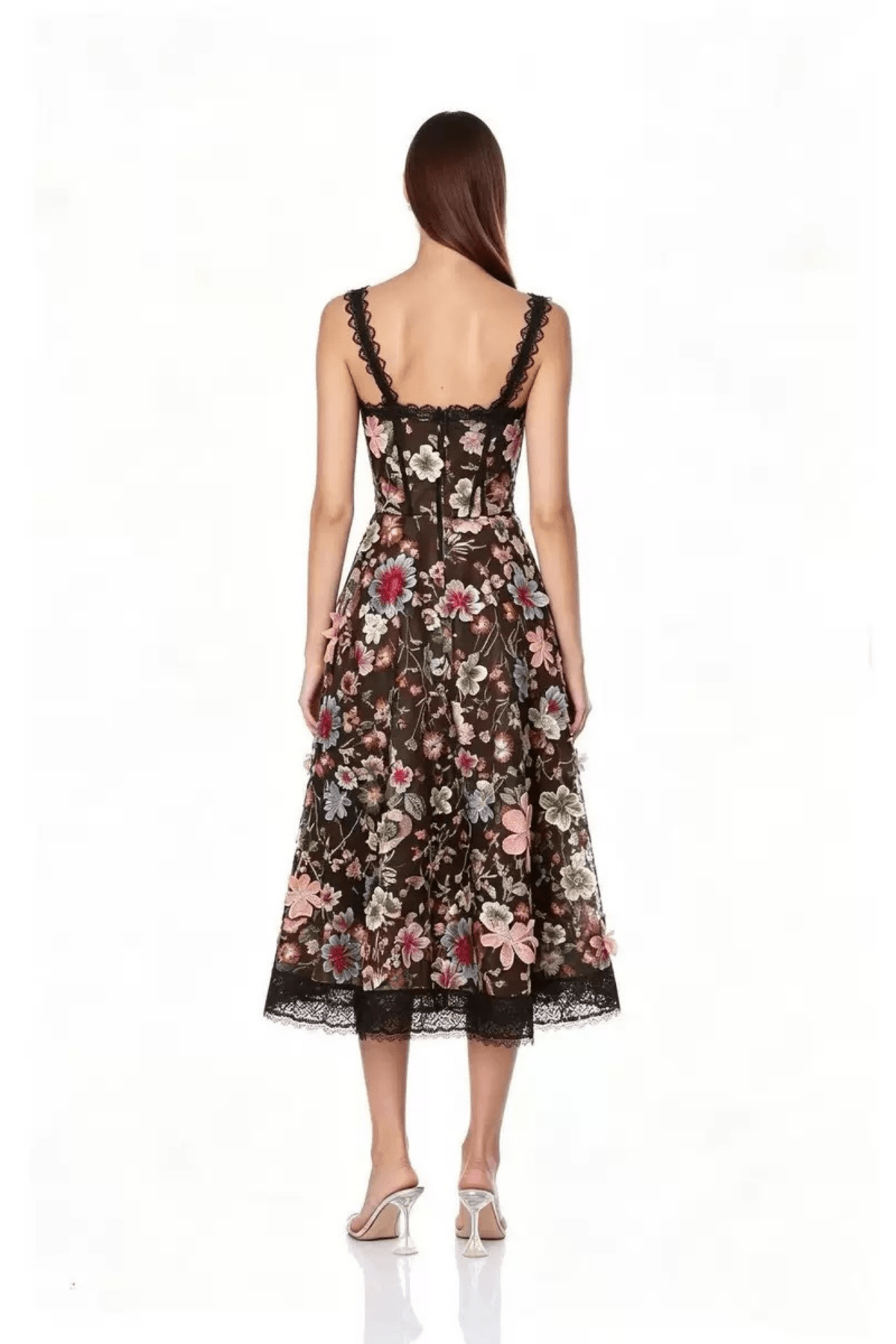 Anwar 3D Floral Corset Midi Dress Avalabel