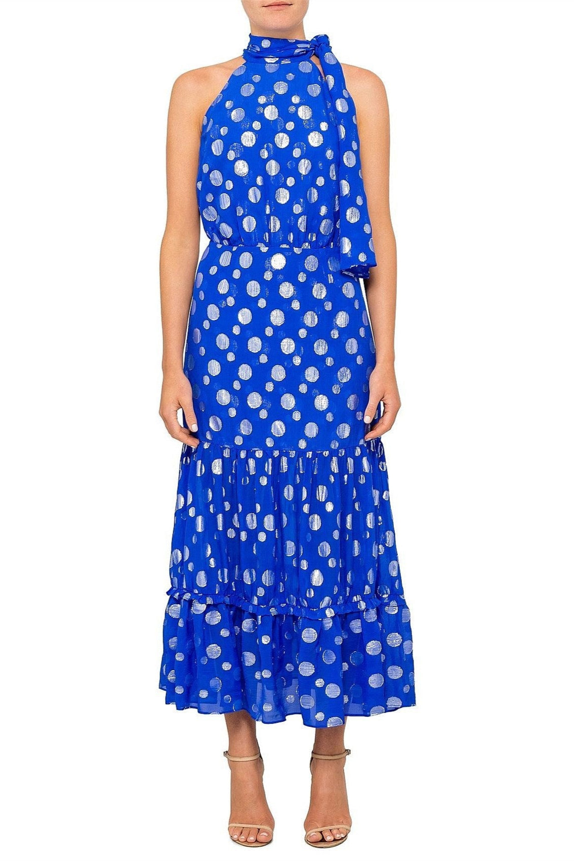 ELEANOR HALTER METALLIC MIDI DRESS Avalabel