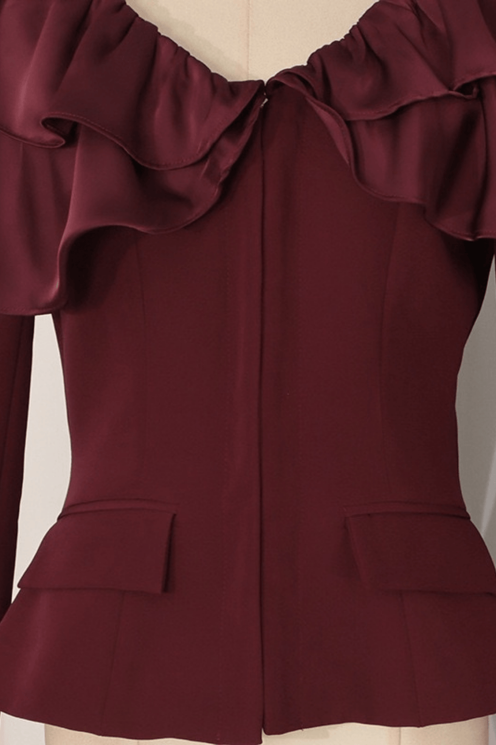 Cindy Burgundy Off Shoulder Ruffle Top Avalabel