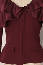 Cindy Burgundy Off Shoulder Ruffle Top Avalabel