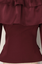 Cindy Burgundy Off Shoulder Ruffle Top Avalabel