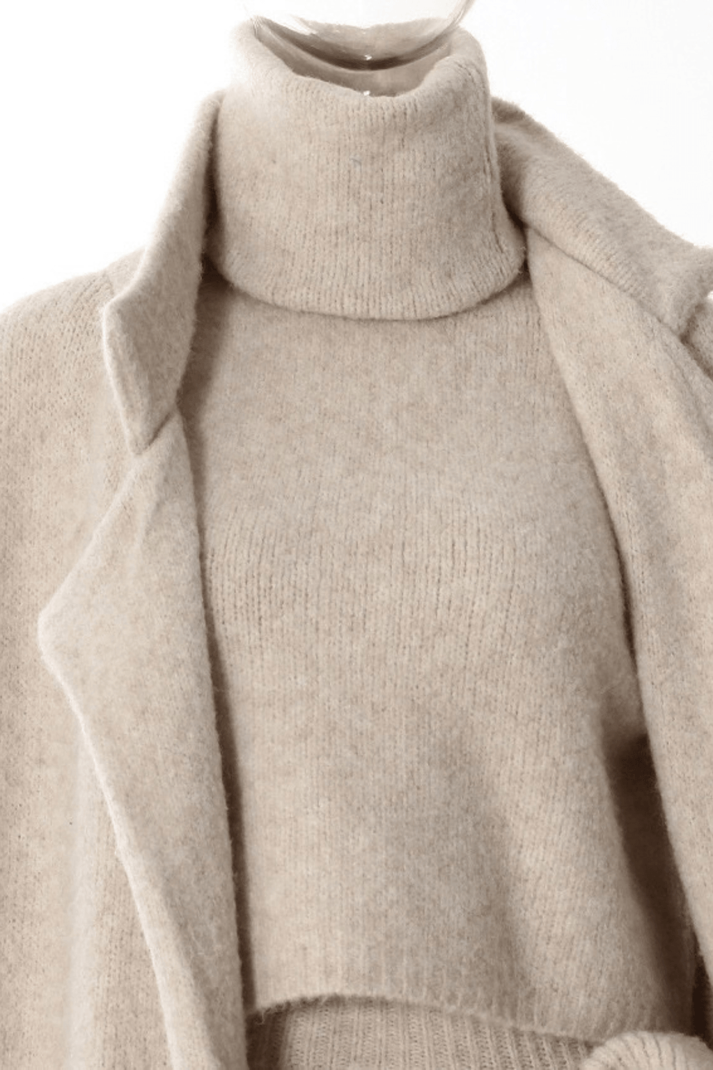 Candy Beige Knit Long Cardigan Coat Avalabel
