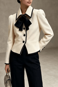 Freda Cream Trim Fitted Short Jacket Avalabel