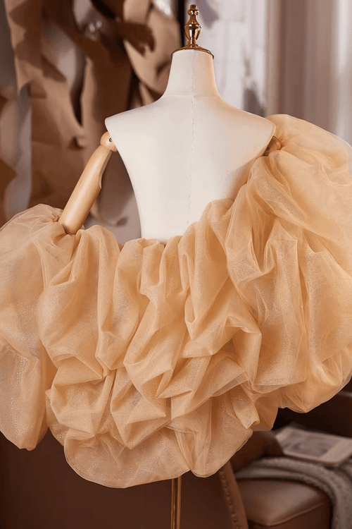 Champagne Glitter Tulle Puff Sleeve Evening Shawl Avalabel