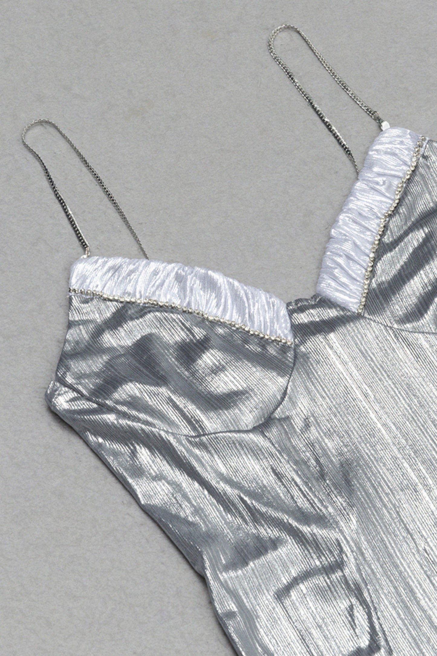 Strappy Split Midi Dress in Silver