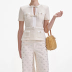 vicky Cream Sequin Knit Top Avalabel
