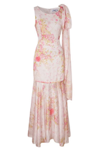 Vivienne Pink Floral One-Shoulder Maxi Dress with Bow Sash Avalabel