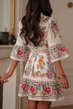 Border Print Floral Boho Mini Dress Avalabel
