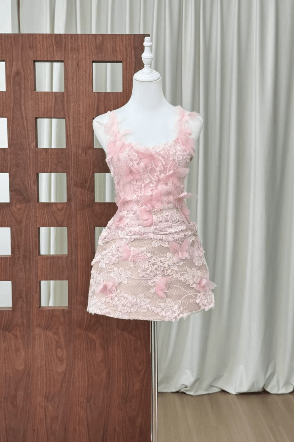 Blair 3D Flower Pink Lace Mini Fairy Dress Avalabel