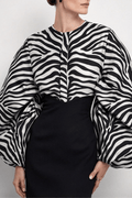 Zebra Print Puff Long Sleeve Blouse Avalabel